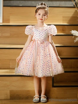 Момиче в пола принцеса, луксозни рокля, лятна детска водеща, костюм за изяви на рожден ден, лесно лукс, нишевое рокля на принцеса, f