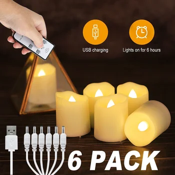 Опаковка от 6 Led Свещи Акумулаторна Чаена Лампа с Дистанционно управление, Таймер за Декорация на Дома Коледна Свещ върху Хелоуин