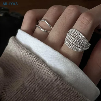 Винтажное Уникален пръстен с назъбени линии за жени, Бижута и Регулируема на пръст Винтажное пръстен за парти Подарък за рождения Ден на Модерни декорации