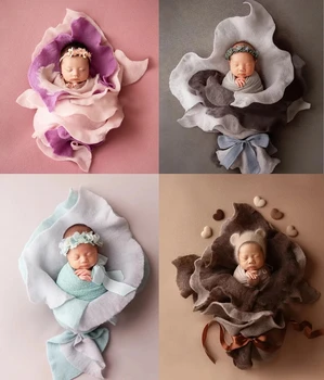 Реквизит за снимки на новородени, Вълнени тайна, Одеяло, за да представляващи, Подаръци във формата на цветя, Аксесоари за фотография в детската студия, Реквизит за снимки