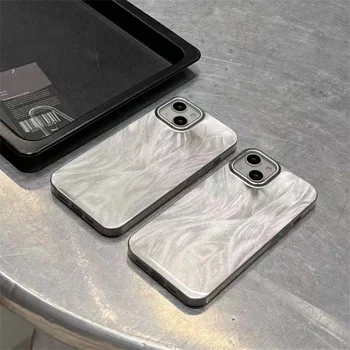 Fashion Dream, сребърен калъф за мобилен телефон с покритие покритие от пера за iPhone 11 12 13 14 15 Pro Max, силикон устойчив на удари калъф от TPU за мъже