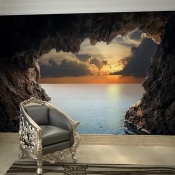beibehang на Едро Пещера Пейзаж с изглед към океана къща намери дом 3d Голяма Стенни рисувани по поръчка на Винилови тапети за телевизор на Фона на дивана 3D Снимка