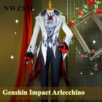 Игри костюм Genshin Impact Arlecchino The Knave Великолепен костюм за cosplay с Ласточкиным опашка, облекло за парти на Хелоуин за жени