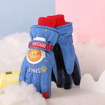 Ски ръкавици с дебелото една плюшена подплата, износоустойчиви ски ръкавици, топли непромокаеми зимни детски ръкавици за сняг с мека подплата за деца