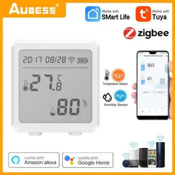 Сензор за температура и влажност на Hristo ZigBee Домашен термометър Smart Life Влагомер Модули на автоматизация Чрез Алекса Google Assistant