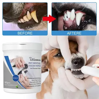 Кърпички за почистване на зъбите на домашни любимци, удаляющие лош дъх, зъбния камък, Жълти Почистващи препарати за грижа за устната кухина, за еднократна употреба аксесоари за грижа за S4D2