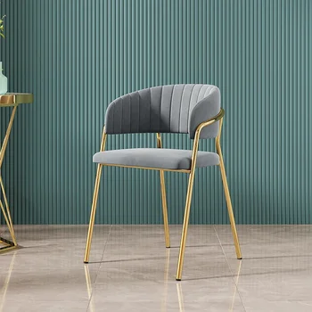 Сиви Велурени Скандинавските Трапезни Столове Със Златни Метални Крака За Хола Модерни Трапезни Столове За Хранене На Евтини Мебели За Дома Sillas