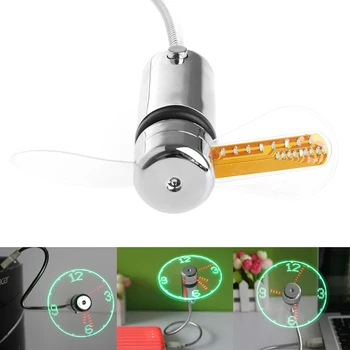 OOTDTY Преносим Мини-фен Гъвкав USB вентилатор с led часовник на гъши врата с дисплей в реално време за лаптоп Powerbank