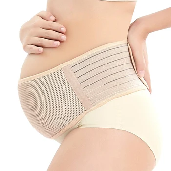 Поддържащ колан за бременни, Дишаща еластична превръзка на корема при бременност, Б. бандаж, Регулируема подкрепа на гърба/на таза - L