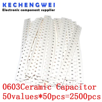 0603 колекция от керамични кондензатори SMD в асортимент от 1pF ~ 10uF 50 стойности * 50шт = 2500 проби керамични кондензатори с чип