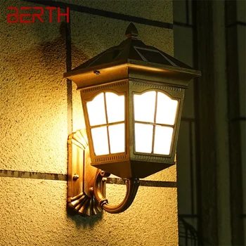 Улични слънчеви стенни аплици BERTH Light LED Водоустойчива модерна лампа IP65 за декорация на верандата на къщата