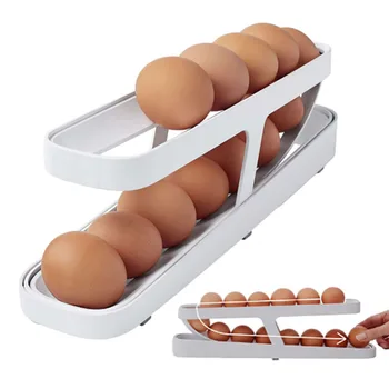 Автоматична Прокручивающаяся Поставка за яйца, Кутия за съхранение, Кошница за яйца, Съд, Органайзер, хладилник с панти капак, Опаковка на яйца за кухни