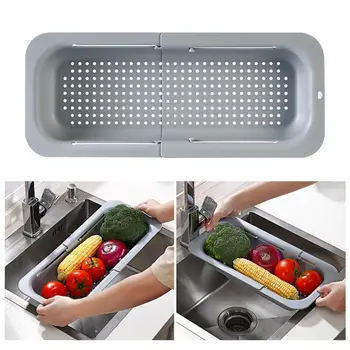 Многофункционална гевгир богат на функции прибиращ се сливная кошница над мивката от хранително-полипропилен Прибиращи плодове Зеленчуци за кухни