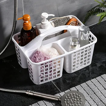 Пластмасова кошница за душ с офиси, Преносим органайзер за съхранение на препарати за почистване с дръжка за баня в общежитието на колежа