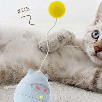 Автоматично играчки за котки, движеща се топка, Умна електрическа играчка-закачка, играчка за коте на батерии с плюшено топка за дома, подаръци за домашни любимци