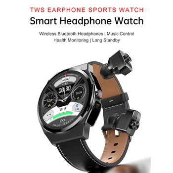Умни часовници Мъжки TWS 2 в 1 Bluetooth Предизвикателство Безжични Слушалки Наблюдение на здравето на Музика Спорт Фитнес Водоустойчив Умен часовник JM08