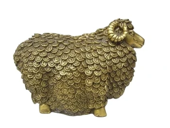 Народна култура, ръчно изработени от чиста мед фън шуй статуя богатство овце метална декорация на дома, ръчно изработени