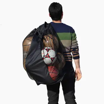 Чанта-мрежа от плат Оксфорд, голямо голям футболен чанта за пренасяне, компактна чанта за съхранение на футболна топка през рамо, водоустойчив