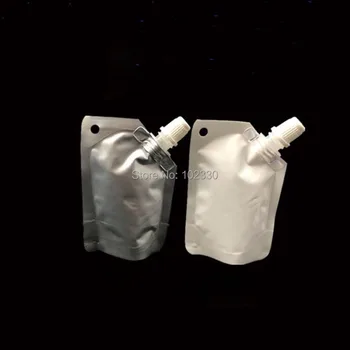 500шт 50 мл бяло пластмаса алуминиево фолио Doypack Liquid Stand Up Чанта за съхранение на Опаковъчни пакет със странично чучур