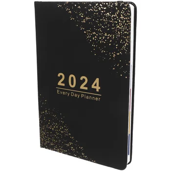 Английски календар на 2024 година, Офис Удобен учебен планер, записная книга, Лаптоп, органайзер, бележник, изкуствена кожа, записная книжка