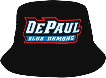 Шапки-ведерки с логото на Университета ДеПол, Модни солнцезащитная шапка, упаковываемая градинска шапка рибар за жени и мъже, черен