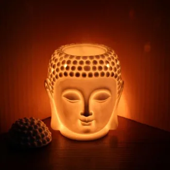 Бяла Черна Ароматна на горелката с главата на Буда, Керамична Горелка за етерични масла, лампа за ароматерапия, печка, изключителни изделия за дома