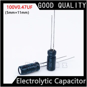 NP Неполярный електролитни кондензатори 100V0.47UF Нов оригинален висока честота на трайни кондензатор Спецификация 5X11 mm