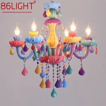 Подвесная лампа от кристал цвят 86 Свещи, Художествена лампа за стаята на момичетата, Детска стая, Хол, Ресторант, спалня, Художествена полилей