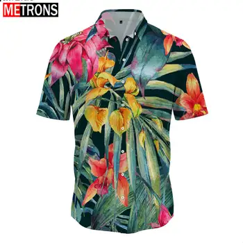 Новата мъжка мода риза с 3D печат Hawaii, мъжки ежедневни риза с къс ръкав за пътуване и почивка, мъжка риза с къс ръкав за мъже