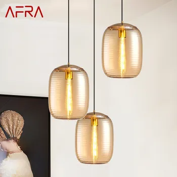 Висящи лампи AFRA Modern Golden LED Промишлен творчески стъклен дизайн Окачен лампа за дома трапезария дневна спалня